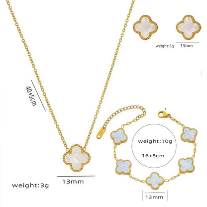 Luxury Four-Leaf Clover Chain Bracelet - Minimalist Lucky Flower Jewelry