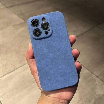 Premium Suede Leather Phone Case for iPhone 14 Pro Max 13 12 11 - Slim Half-Wrapped Anti-Fall Cover