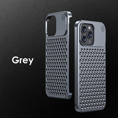 Breathable Hollow Aluminum Alloy Phone Case with Fragrance Pad - Shockproof Cooling Metal Cover for iPhone