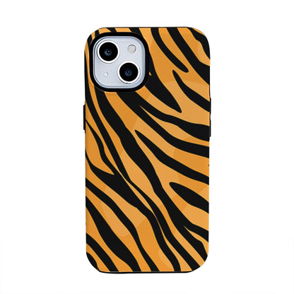 Classic Orange & Black Tiger Stripe Protective Hard Phone Case for iPhone 16 15 14 13 Series