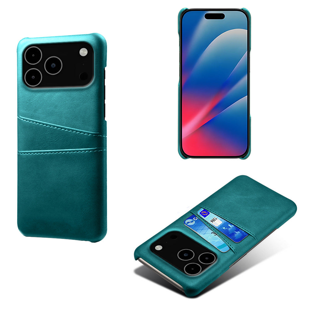 Dual Card Slot Leather Phone Case - Slim Wallet Back Cover with Card Pocket for iPhone