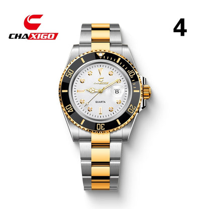 CHAXIGO Luxury Men's Quartz Watch - Submariner Style Waterproof Alloy Wristwatch