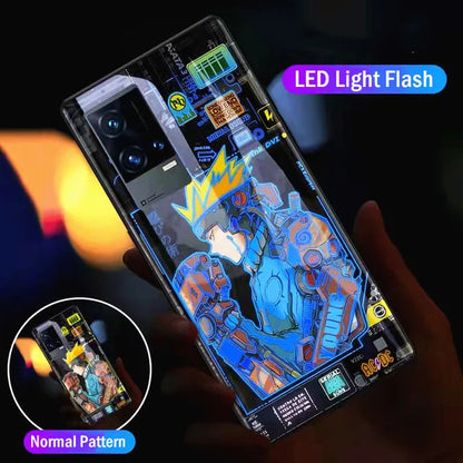 LED Flash Call Light Anime Phone Case - Glowing Sound Control Glass Cover for Samsung Galaxy S23 S22 Ultra