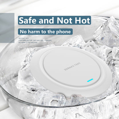 Ultra-Thin Round Desktop Wireless Charging Pad - Fast Charge Mat for iPhone, Huawei & Samsung