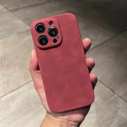 Premium Suede Leather Phone Case for iPhone 14 Pro Max 13 12 11 - Slim Half-Wrapped Anti-Fall Cover