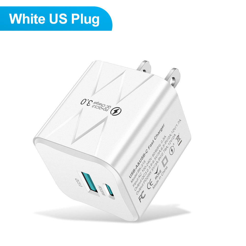 Dual-Port USB & PD Fast Wall Charger - Intelligent Shunt Super Fast Charging Power Adapter