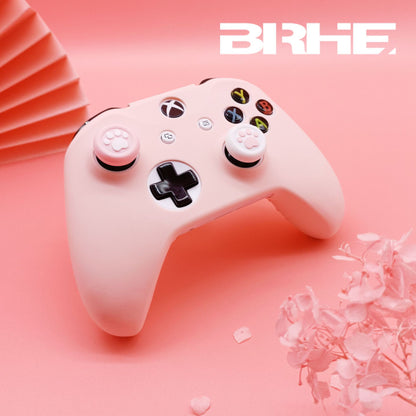 BRHE Pink Silicone Game Controller Cover - Soft Anti-Slip Protective Case with Thumb Grip Caps for Xbox Controller
