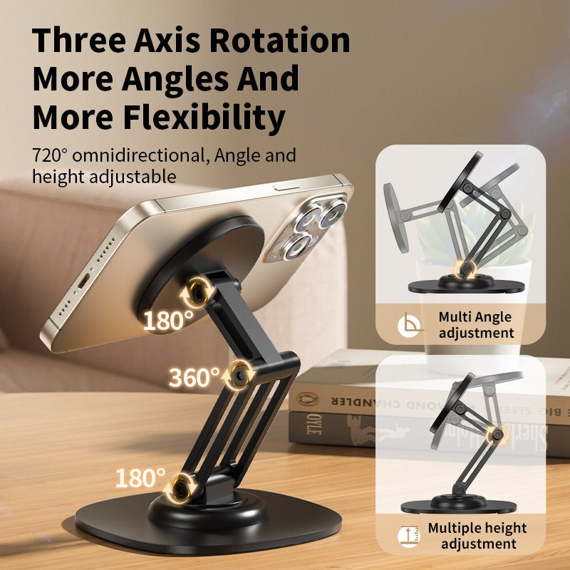 Magnetic Desktop Phone Stand - 360° Rotatable Folding MagSafe Phone Holder