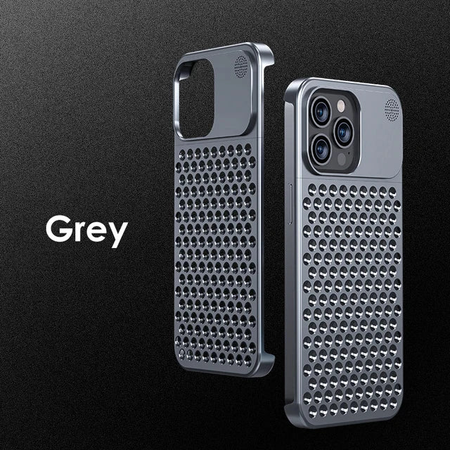 Breathable Hollow Aluminum Alloy Phone Case with Fragrance Pad - Shockproof Cooling Metal Cover for iPhone