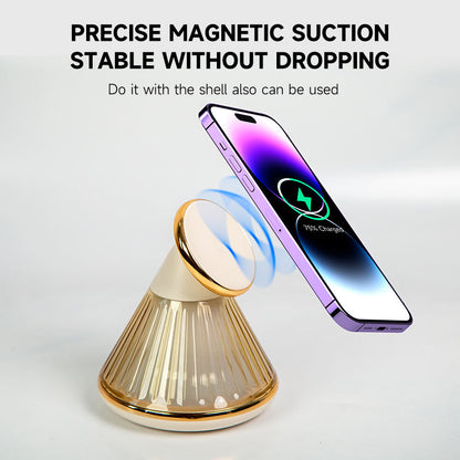 15W Magnetic Wireless Charger with Night Light - Adjustable Conical Fast Charging Stand for iPhone
