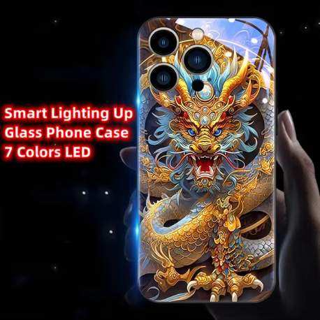 Golden Dragon Art Glass Phone Case - Traditional Chinese Chic Zhaocai Phone Cover