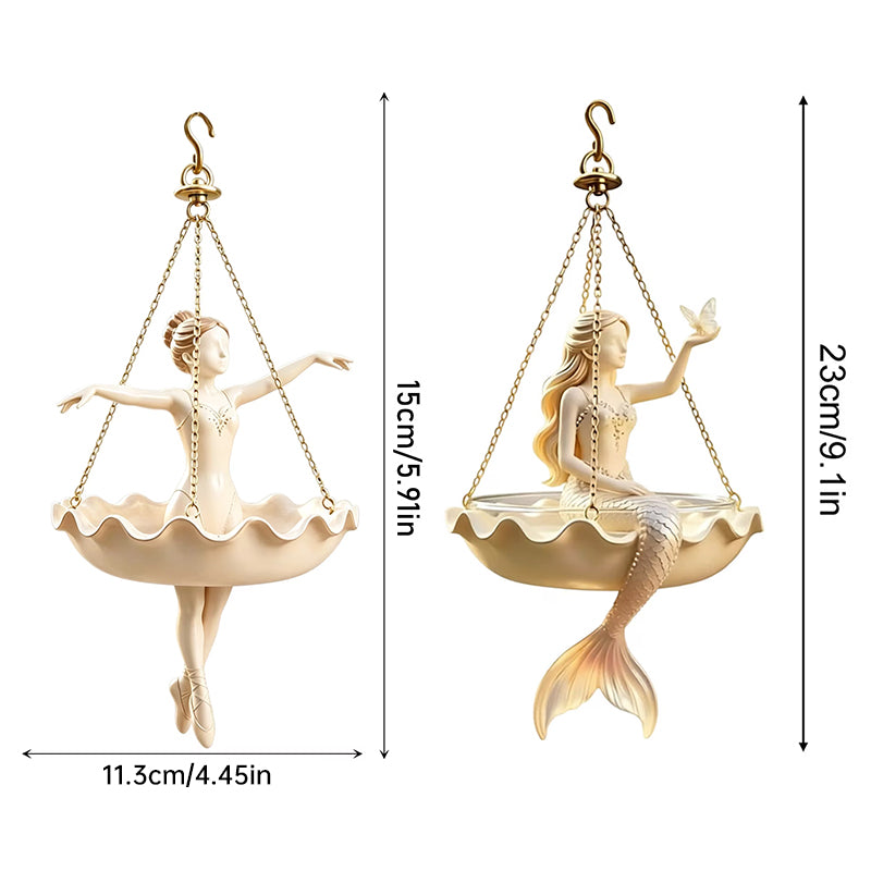 Elegant Fairy & Ballerina Hanging Resin Planter - Decorative Flower Pot & Bird Feeder
