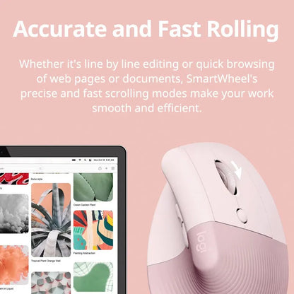 Logitech Lift Vertical Ergonomic Mouse - Wireless Bluetooth Softtone Mouse for Business and Office