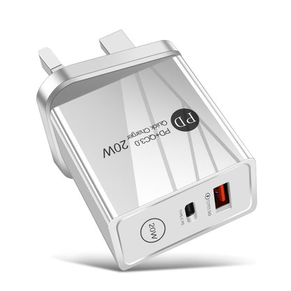 20W PD & QC3.0 Fast Wall Charger - Dual-Port Mobile Phone Charging Head Adapter