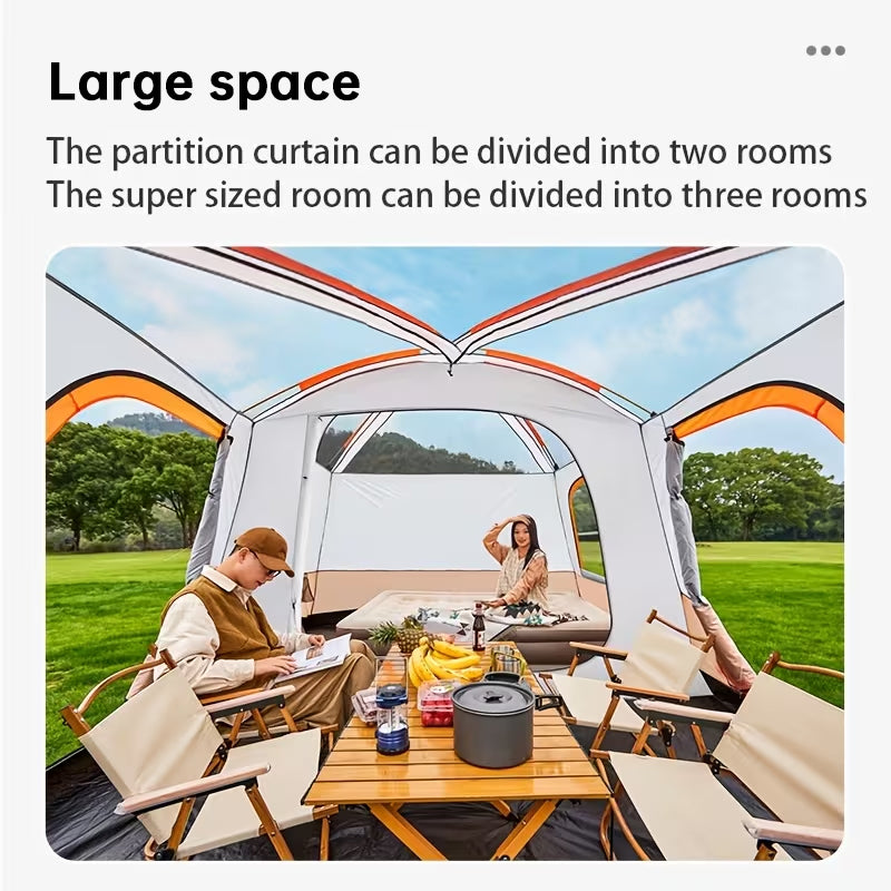 4-6 Person Family Camping Tent with Sunshade Awning - Waterproof Cabin Tent