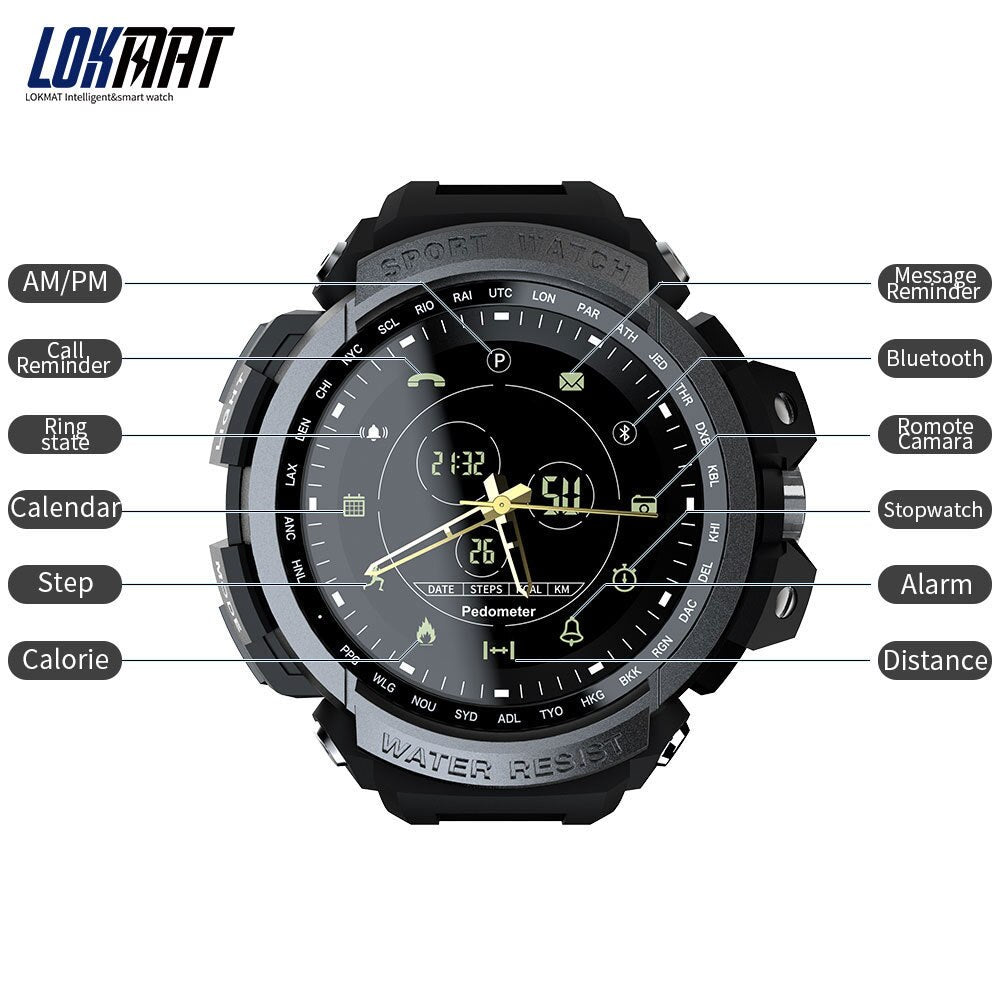 LOKMAT Sport Smart Watch - Professional 5ATM Waterproof Digital Smartwatch with Call Reminder for iOS & Android