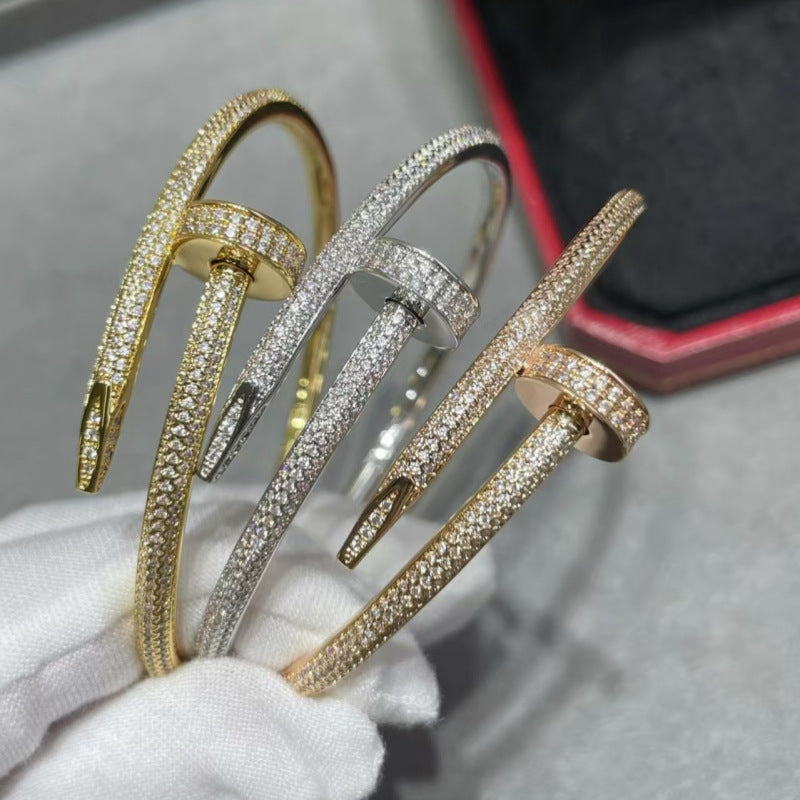 Unisex Fashion Nail Cuff Bracelet in Silver Tone