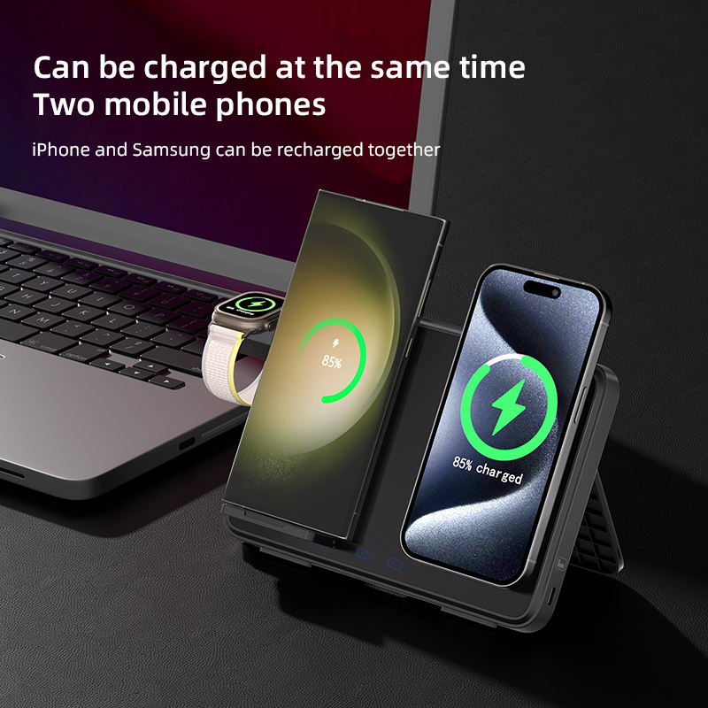 -in-1 Fast Wireless Charging Station - 15W Foldable Multi-Device Charging Dock for iPhone, Apple Watch & AirPods