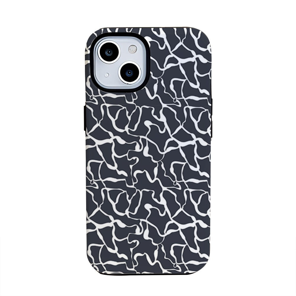 Black Abstract Cracked Marble Pattern Hard Phone Case for iPhone 16 15 14 13 Series
