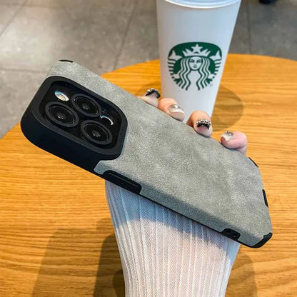 Luxury Matte Soft Leather Phone Case with Camera Lens Protection for iPhone 16 15 14 13 12 Pro Max - Shockproof Silicone Edge Cover