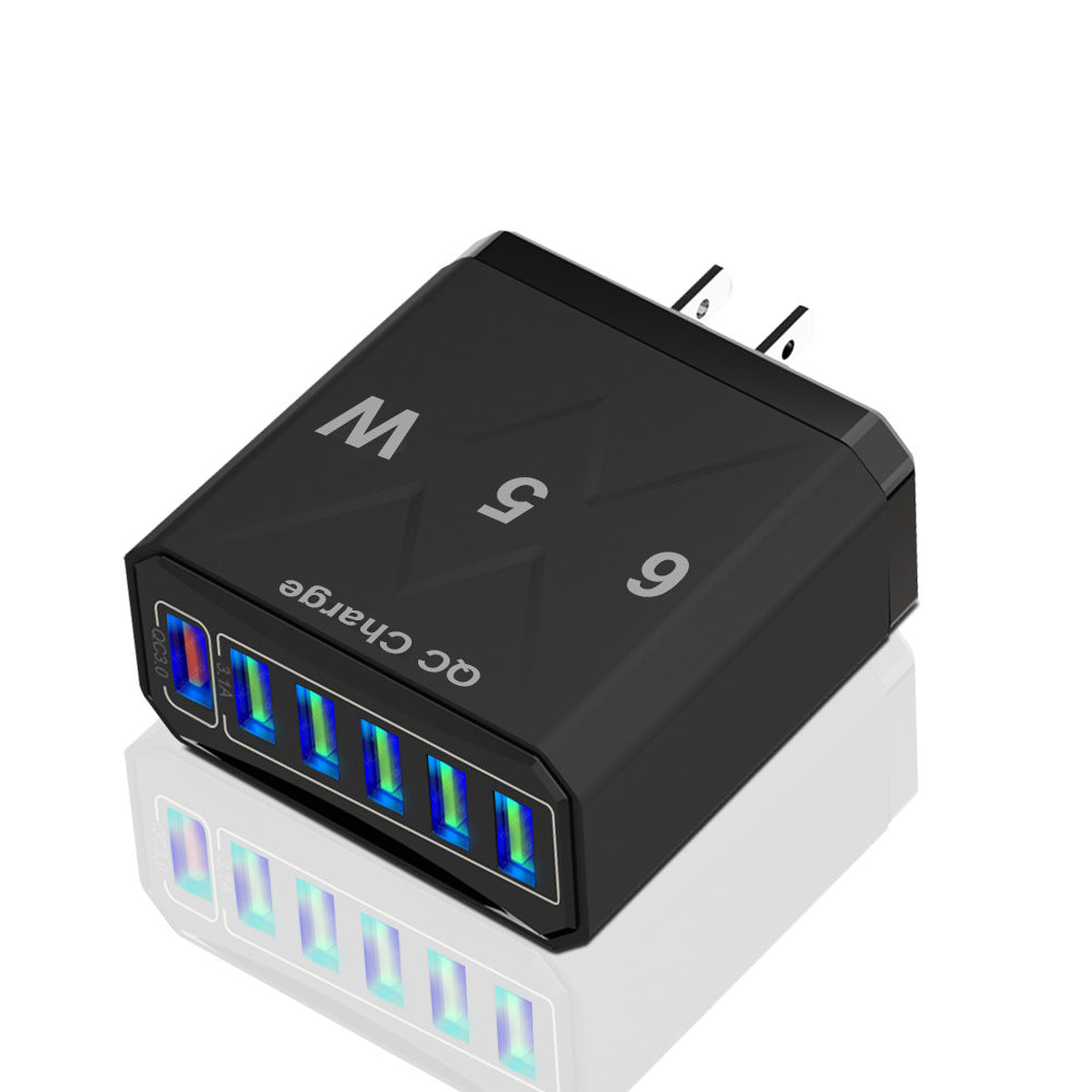 65W 6-Port Fast Wall Charger - Multi-Port USB Travel Charging Head Adapter