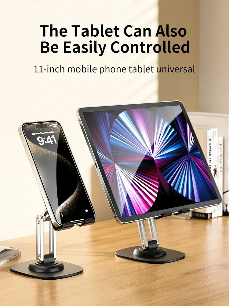 360° Rotating Aluminum Phone & Tablet Stand - Multi-Function Folding Lazy Desktop Support