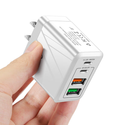 Universal 3-Port Fast Wall Charger - PD & QC3.0 Type-C + Dual USB Charging Adapter