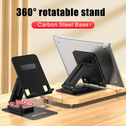 Metal Enlarged 360° Rotating Phone & Tablet Stand - Foldable Desktop Support Bracket