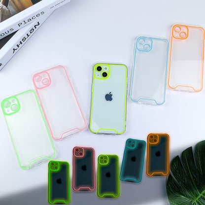 Luminous Neon Frame Clear Phone Case for iPhone 15 Pro Max 14 13 12 - Transparent Glow Silicone Cover