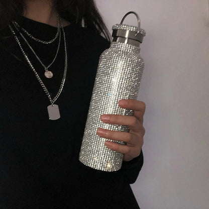 Elegant Bling Jewelry Water Bottle | Vacuum Insulated Flask for Coffee & Tea | Stylish Gift for Her