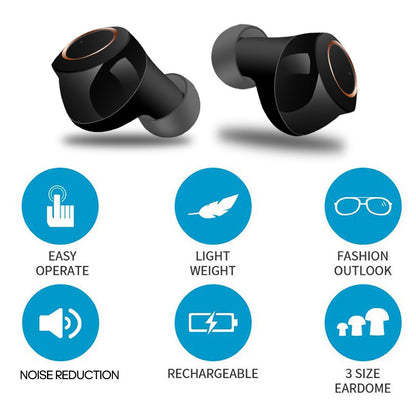 Z-100 Invisible Rechargeable In-Ear Hearing Aid - Digital Sound Amplifier with Portable Charging Case for Both Ears