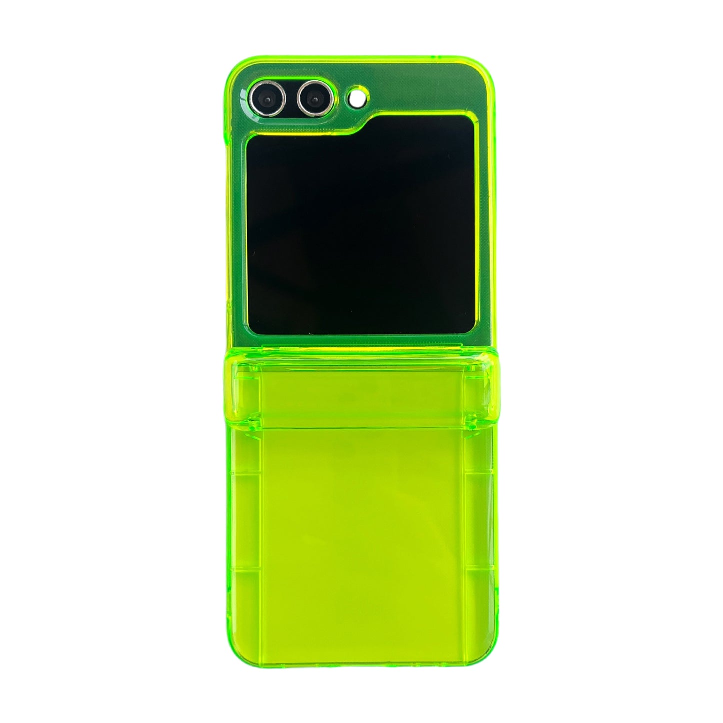 Trendy Crossbody Chain Strap Clear Neon Green Case - Shockproof Cover for Samsung Z Flip 5 Flip 4