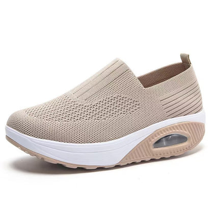 Women's Slip-On Flyknit Shoes - Thick Air Cushion Soft Sole Sneakers