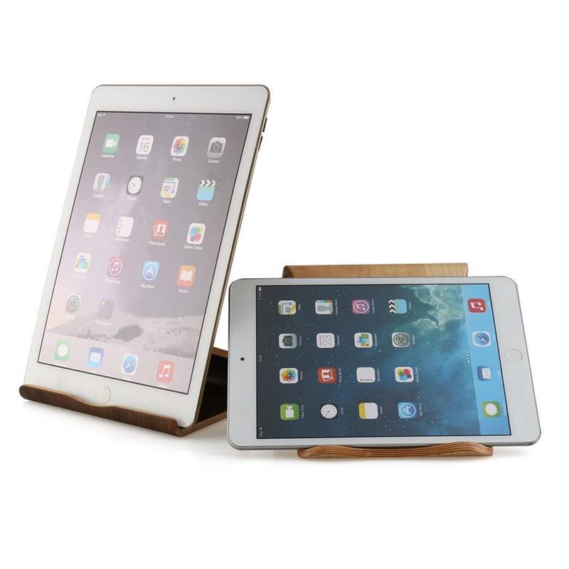 One-Piece Molded Wooden Tablet Stand - Desktop Display Holder & Charging Rack for iPad