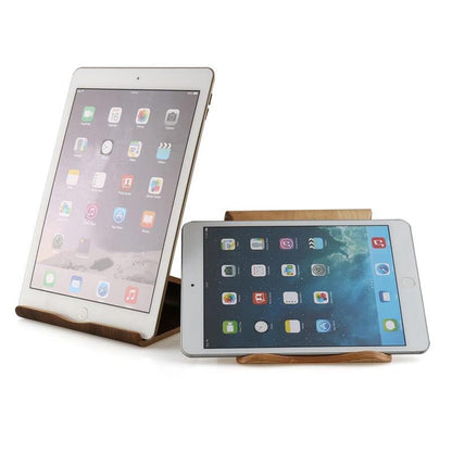 One-Piece Molded Wooden Tablet Stand - Desktop Display Holder & Charging Rack for iPad