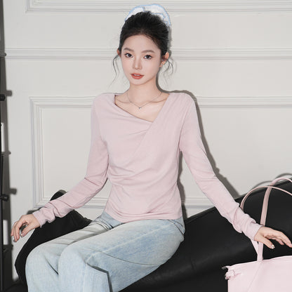 Chic Solid Black Ruched Off-the-Shoulder Casual Top for Women