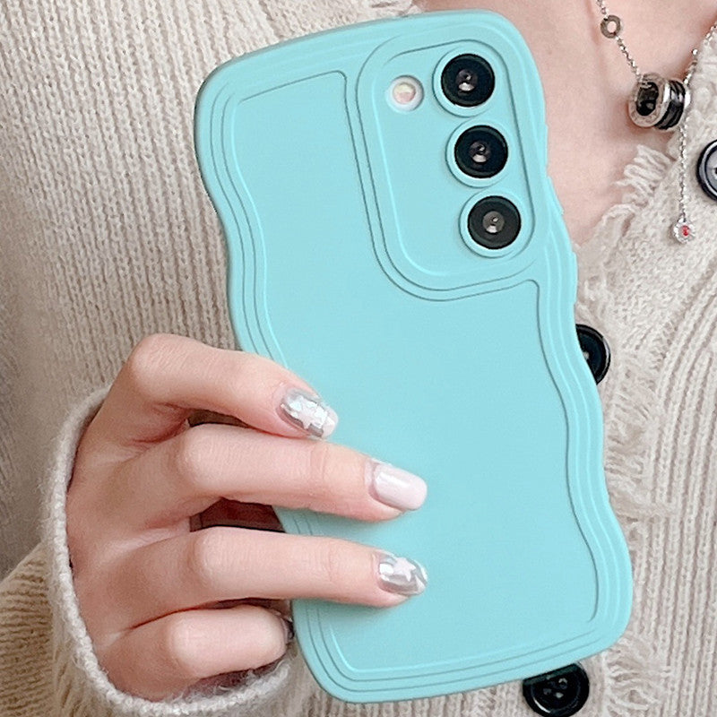 Liquid Silicone Wavy Phone Case - Cute Curly Edge Protective Cover for Samsung Galaxy S24, S22, A73, A52, A34 & A05