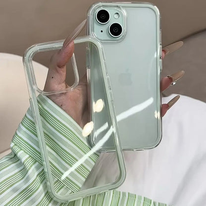 2-in-1 Solid Color Border Transparent Phone Case - Anti-Drop Clear Soft Cover for iPhone