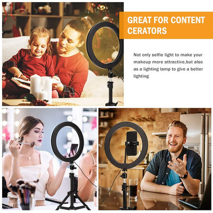 Desktop LED Selfie Ring Light with Phone Holder & Tripod Stand - Overhead Overhead Shooting & Live Broadcast Lamp