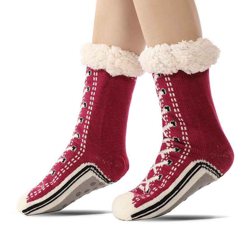 Turquoise Anti-Slip Slipper Socks with Plush Fleece Lining (Women's)
