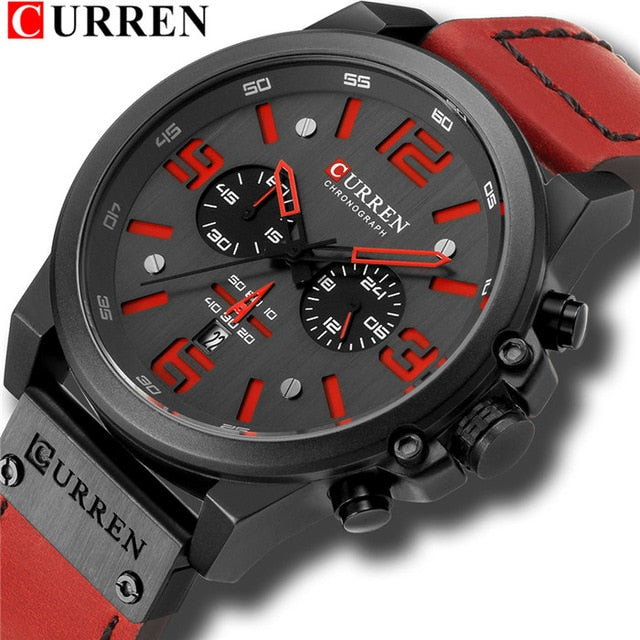 CURREN Luxury Men's Sport Quartz Watch with Leather Strap