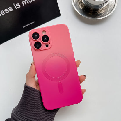 Gradient Liquid Silicone MagSafe Phone Case - Dual-Color Magnetic Protective Cover for iPhone Pro Max