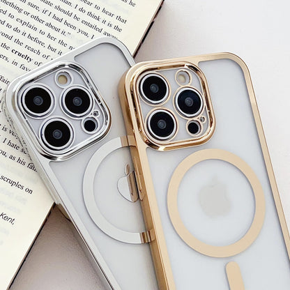 Electroplated Transparent Magnetic Lanyard Phone Case - Crossbody Shockproof Protective Cover for iPhone