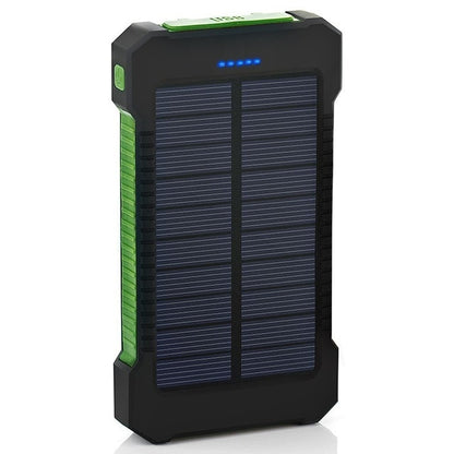 Portable Waterproof Solar Power Bank 20000mAh with LED Light - Dual USB External Battery Charger