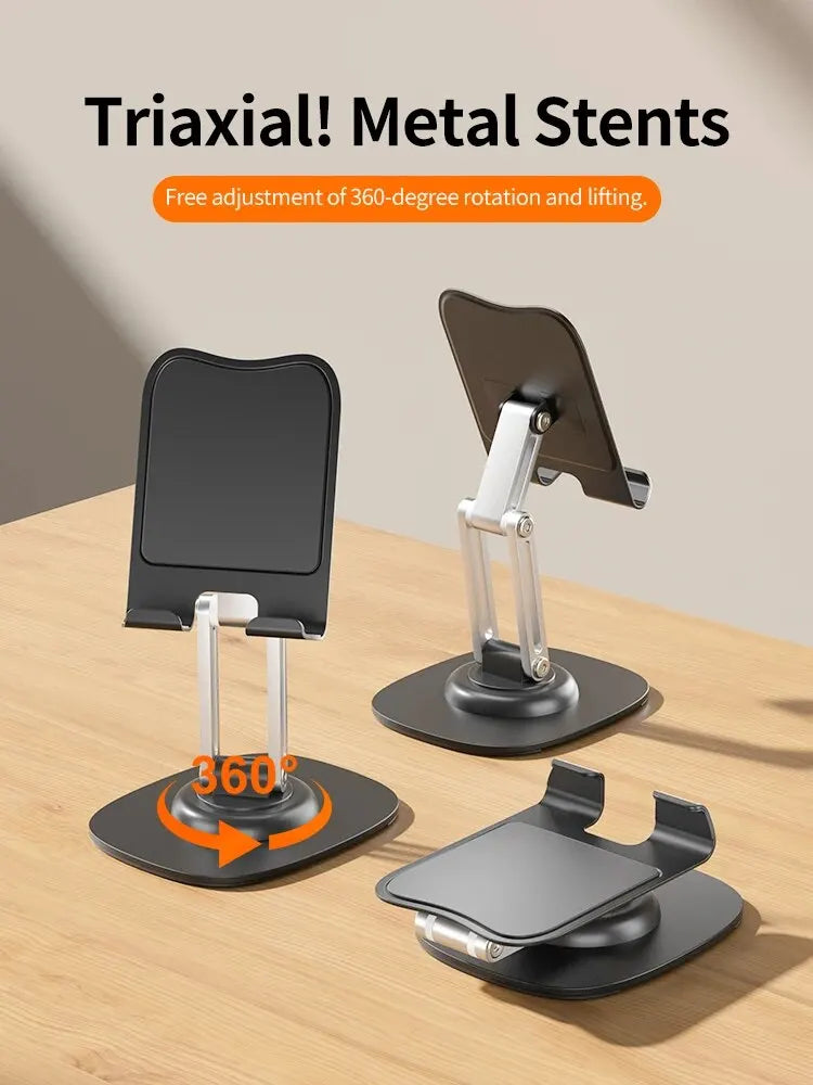 360° Rotating Aluminum Phone & Tablet Stand - Multi-Function Folding Lazy Desktop Support