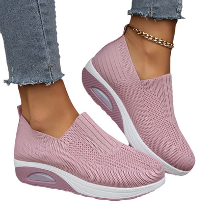 Women's Slip-On Flyknit Shoes - Thick Air Cushion Soft Sole Sneakers