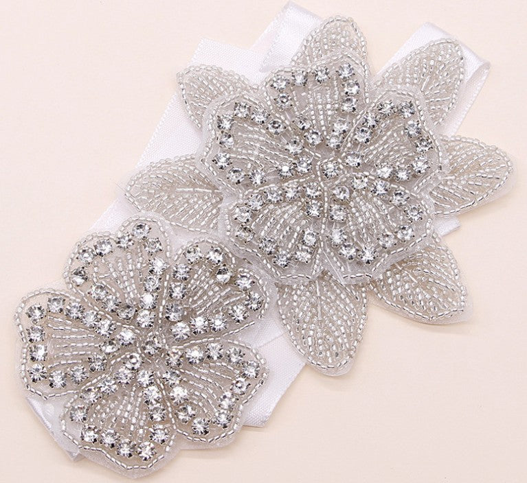 White Crystal Beaded Wedding Bolero / Rhinestone Tassel Shoulder Wrap Applique for Bridal Gown or Evening Dress