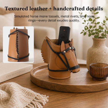 Creative Leather Horse Head Storage Box - Decorative Desk Makeup & Jewelry Organizer