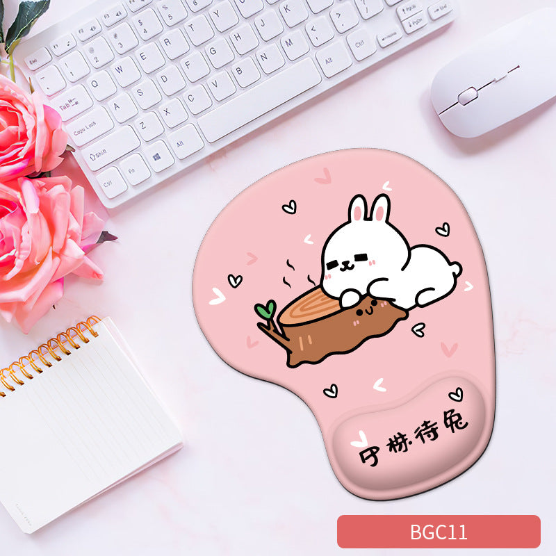 Cute Bunny Silicone Wrist Rest Mouse Pad - Soft Ergonomic Non-Slip Hand Support Pad for Gaming