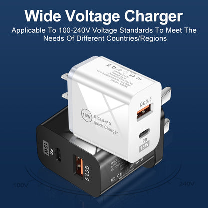 Dual-Port Fast Charging Adapter - 18W QC3.0 PD USB-A & Type-C Wall Charger